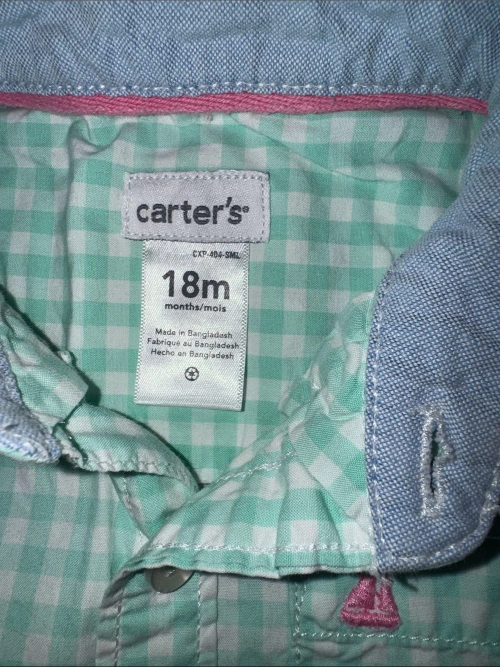 Carter's Mint Gingham Button-Down Shirt